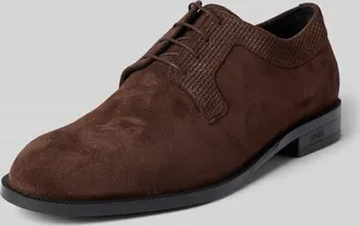 HUGO BOSS Schn&uuml;rschuhe aus echtem Rindsvelours Modell TAYIL in Dunkelbraun, Gr&ouml;&szlig;e 40