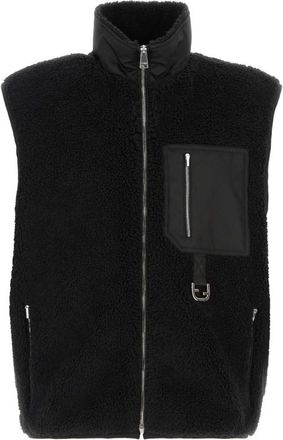 Fendi Black Textured Mock Collar Jacket