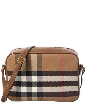 Burberry Check Canvas & Leather Camera Bag