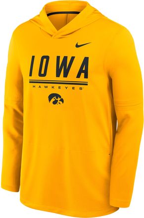 Nike Iowa Sideline Nike Mens Dri-FIT College Long-Sleeve Hooded Top in Yellow | 03B9068YIA-594
