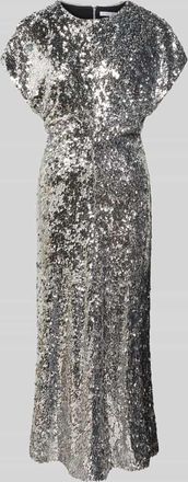 Rich & Royal Maxikleid mit Pailletten- und Ziersteinbesatz in Silber, Gr&ouml;&szlig;e 36