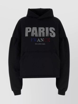 Balenciaga cotton sweatshirt with hood and kangaroo pocket