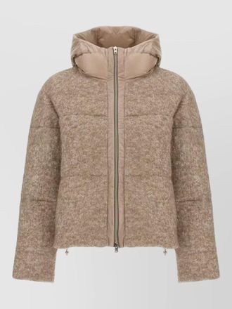 Herno hooded drawstring padded sequin quilted coat