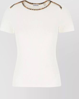 Burberry short sleeve ribbed top contrast trim