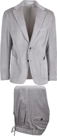 Eleventy Stone Notch Lapels Corduroy Cotton-Blend Suit