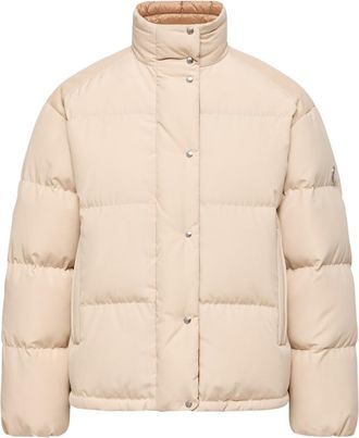 Moncler Moncler Verone Leather-trimmed Short Down Jacket, Women, Beige, Size: 00