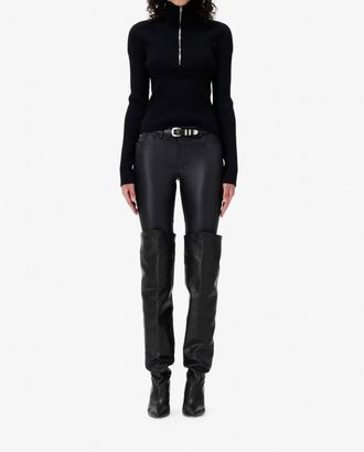 Iro Ambra Half Zip Ribbed Sweater In Black