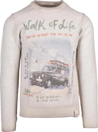 Bob Grey/Green Wool-Blend Elbow Patch Crewneck Sweater