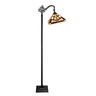 Chloe Lighting VINCENT Tiffany-Style Blackish Bronze 1-Light Mission Reading Floor Lamp 11 Shade