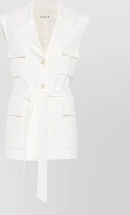 Parosh sleeveless jacket belted waist silk nylon