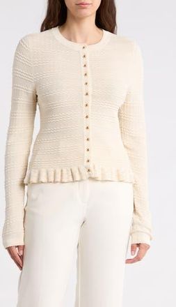 Adrianna Papell Crewneck Button-Up Cardigan in Cream at Nordstrom Rack, Size X-Large