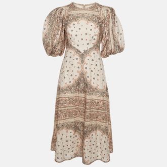 Zimmermann Cream Paisley Print Linen Day Mini Dress