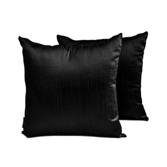 OEM Fundas De Almohada Lumbares Decorativas Homecentric, Negras, Paquete De 2, 30 X 35 Cm, Ray&oacute;n, Color Liso, Rectangulares, Estilo Moderno - Lujo Negro