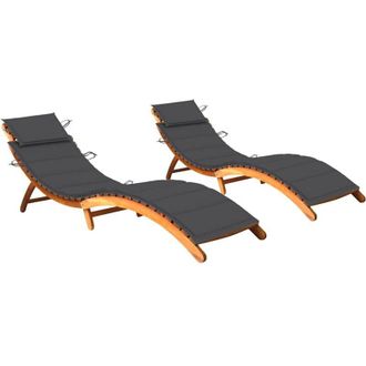 vidaXL Lettini Prendisole 2 pz con Cuscini in Legno Massello dAcacia vidaXL