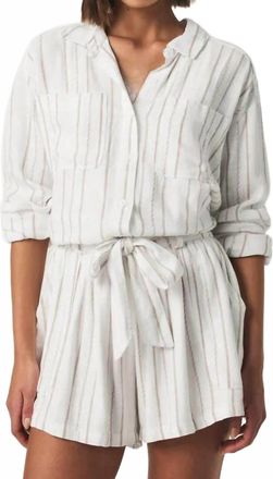 Splendid Gabrielle Stripe Button Down Shirt In White Fawn