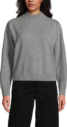 Lands End CashTouch Drop Shoulder Mock Neck Sweater in Gray Heather at Nordstrom, Size X-Small