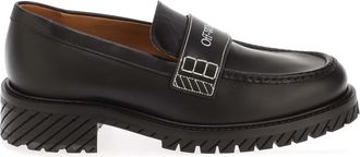 Off-white Mens Off White Combat Loafers in Black-White Leather - Size UK 6