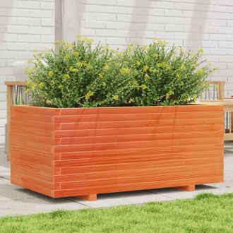 vidaXL Jardinera Madera Maciza De Pino Marr&oacute;n Cera 110x60x49,5 Cm Vidaxl