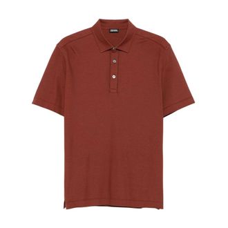 Ermenegildo Zegna Polo Shirts, male, Orange, Size: 3XL Short Sleeve Polo