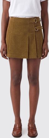 Golden Goose Pleated Corduroy Velvet Mini Skirt with Buckle Closure