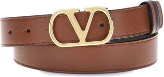 Valentino Garavani Mens Leather Belt Logo Buckle - Brown - Size 100 cm