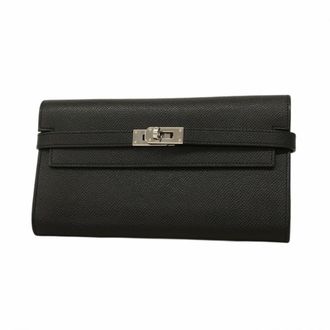 Herm&egrave;s Black Epsom Leather Long Wallet (Bi-Fold) (Pre-Owned)