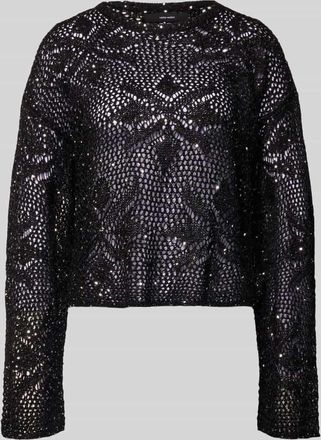 Vero Moda Relaxed Fit Strickpullover mit Pailletten Modell LEILANI FLOWERS in Black, Gr&ouml;&szlig;e XL