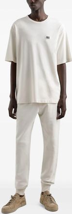 Dolce & Gabbana Mens Metal Plaque T-Shirt in White Cotton - Size X-Large