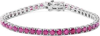 House of Brilliance Colorful Gemstones Silver 11.50 ct. tw. Lab-Grown Ruby Tennis