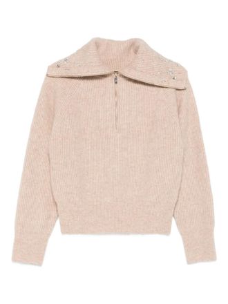 Maje zip-fastening sweatshirt - women - Alpaca/Polyamide/Elastane/Wool - 3 - Brown