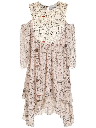 OLYMPIAH mushroom-print off-shoulder dress - Neutrals