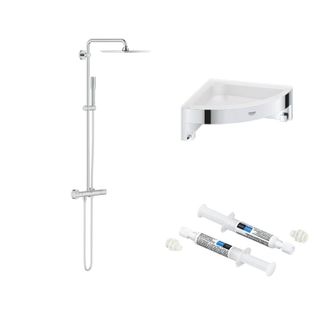 GROHE Columna De Ducha Termost&aacute;tica Grohe Vitalio Joy System 230 + Estante Esquinero Grohe Start Cube + Pegamento Quickglue