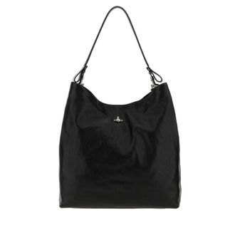 Vivienne Westwood Black Leather Large Lottie Shopping Bag Borse A Mano