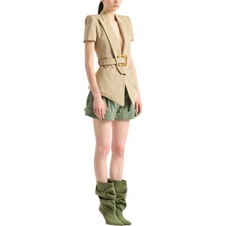 Balmain Belted gabardine Anthem jacket in Beige at Nordstrom, Size 42 Eu