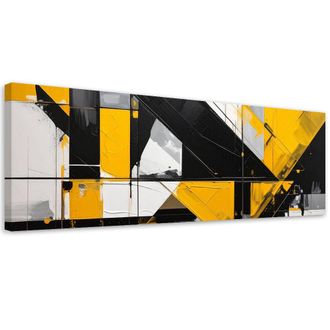 Feeby Cuadro Sobre Lienzo, Formas Geom&eacute;tricas Abstracci&oacute;n Amarillo, 120x40