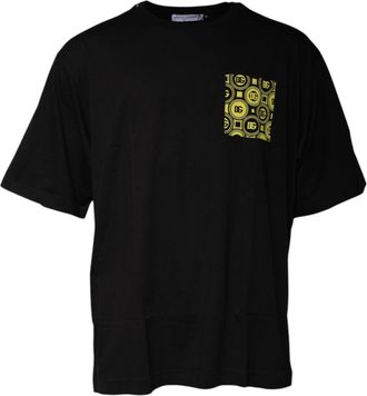 Dolce & Gabbana Black Logo Print Cotton Short Sleeves Mens T-shirt (Pre-Owned)