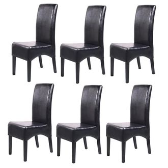 Hhg Set 6x Sedie Soggiorno Moderno Elegante Latina Pelle Per Sala Da Pranzo Nero Gambe Scure