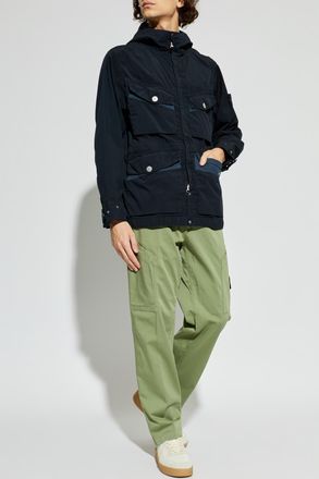 Stone Island Light Jacket With Logo, Mens, Black