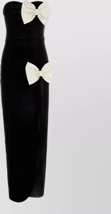 Alessandra Rich strapless velvet midi dress fitted bow