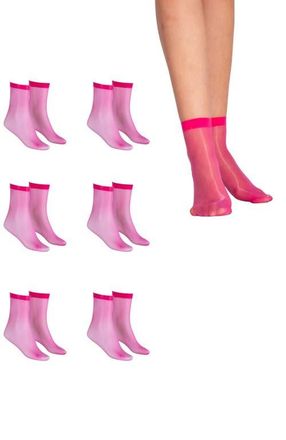 Lechery 6-Pair Pack Lingerie Colored Fashion Ankle Nylons Sheer Socks in Pink at Nordstrom