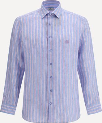 Etro Camicia in lino a righe verticali Man 42