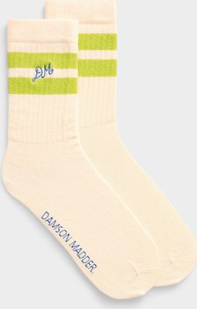 Damson Madder Womens Green double band cream socks