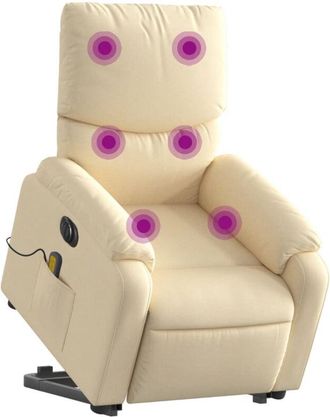 vidaXL Vidaxl - Sill&oacute;n De Masaje El&eacute;ctrico Reclinable Elevable Tela Crema