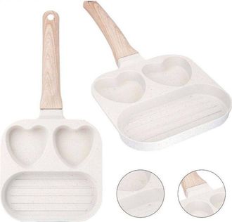 Trade Shop Trade Shop - Padella Antiaderente Love A Triplo Scomparto Manico In Brachelite Per Cucinare