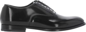 Doucal's Black Smooth Leather Lace-Up Shoes