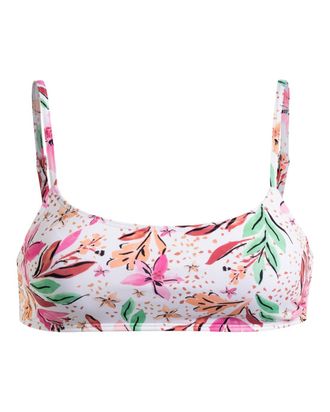 Roxy Bandeau-Bikini-Top ROXY Printed Beach Classics, Damen, Gr. XS, Cup B, wei&szlig; happy tropical swim, 87% Nylon, 13% Elasthan, Bikini-Oberteile Bandeau-Biki