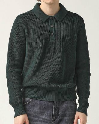 Corridor Long Sleeve Slouchy Polo In Green