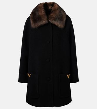 Valentino Shearling-trimmed virgin wool coat