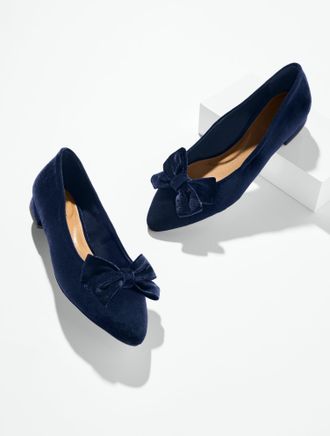 Talbots Edison Velvet Bow Flats - Blue - 10 1/2 M Talbots
