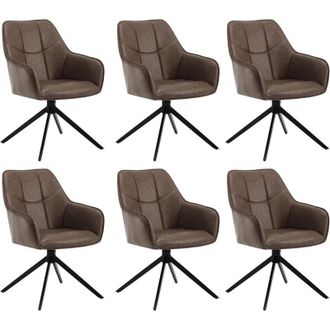 Woltu Set di 6 sedie da pranzo con Gambe in Metallo.Schienale e Seduta Girevole.in pu Vintage Marrone - Woltu